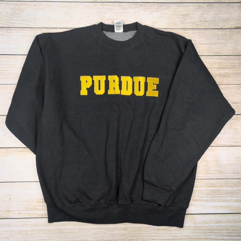 VTG 90s y2k Purdue  Black Crewneck Sweatshirt‎ university school college Mens XL